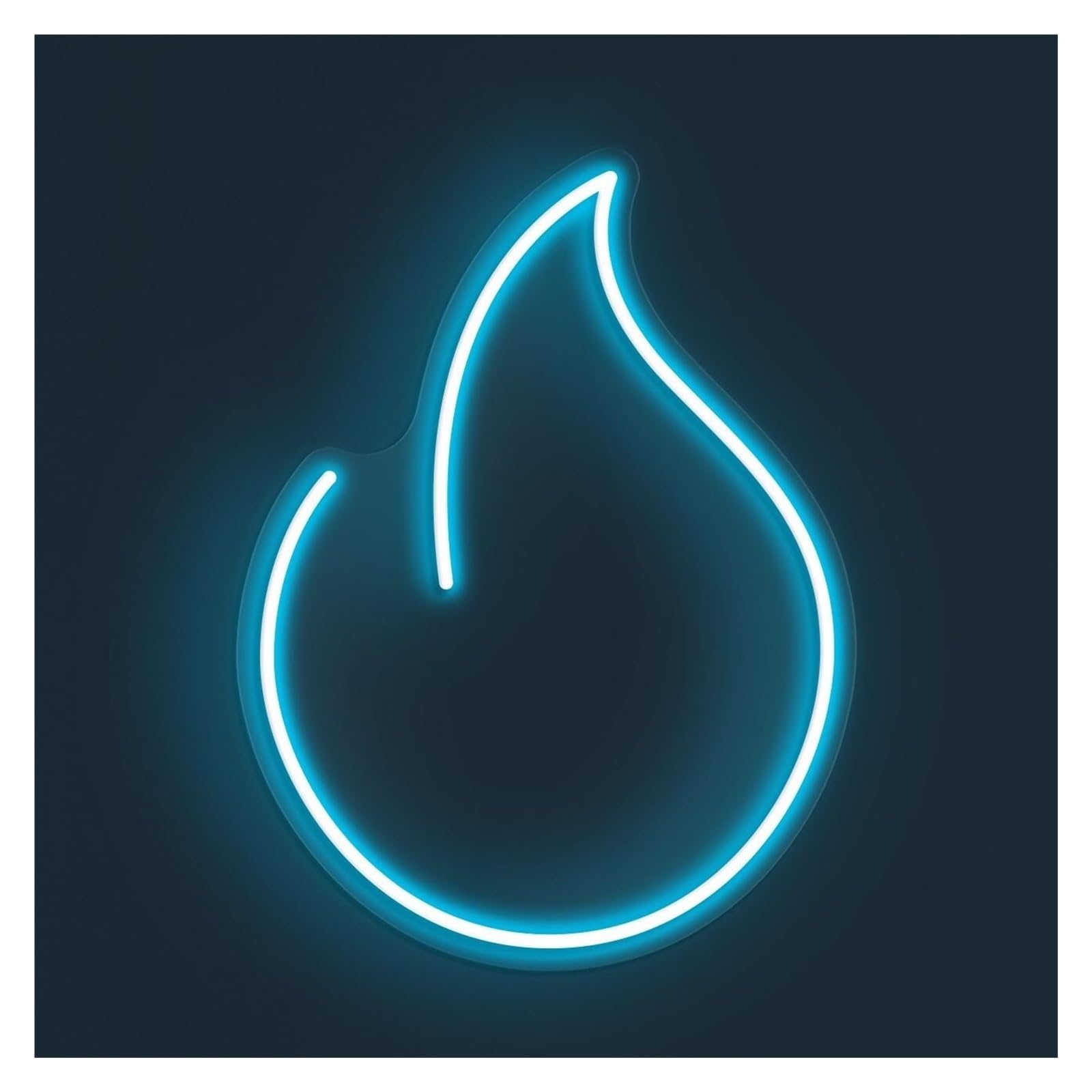 Rongch Ice Blue Hanging Art Signs Simple Fire Neon Sign, Suitable For Cafe Wall Decor With Brightness Adjustable 30Cm(Ice Blue)