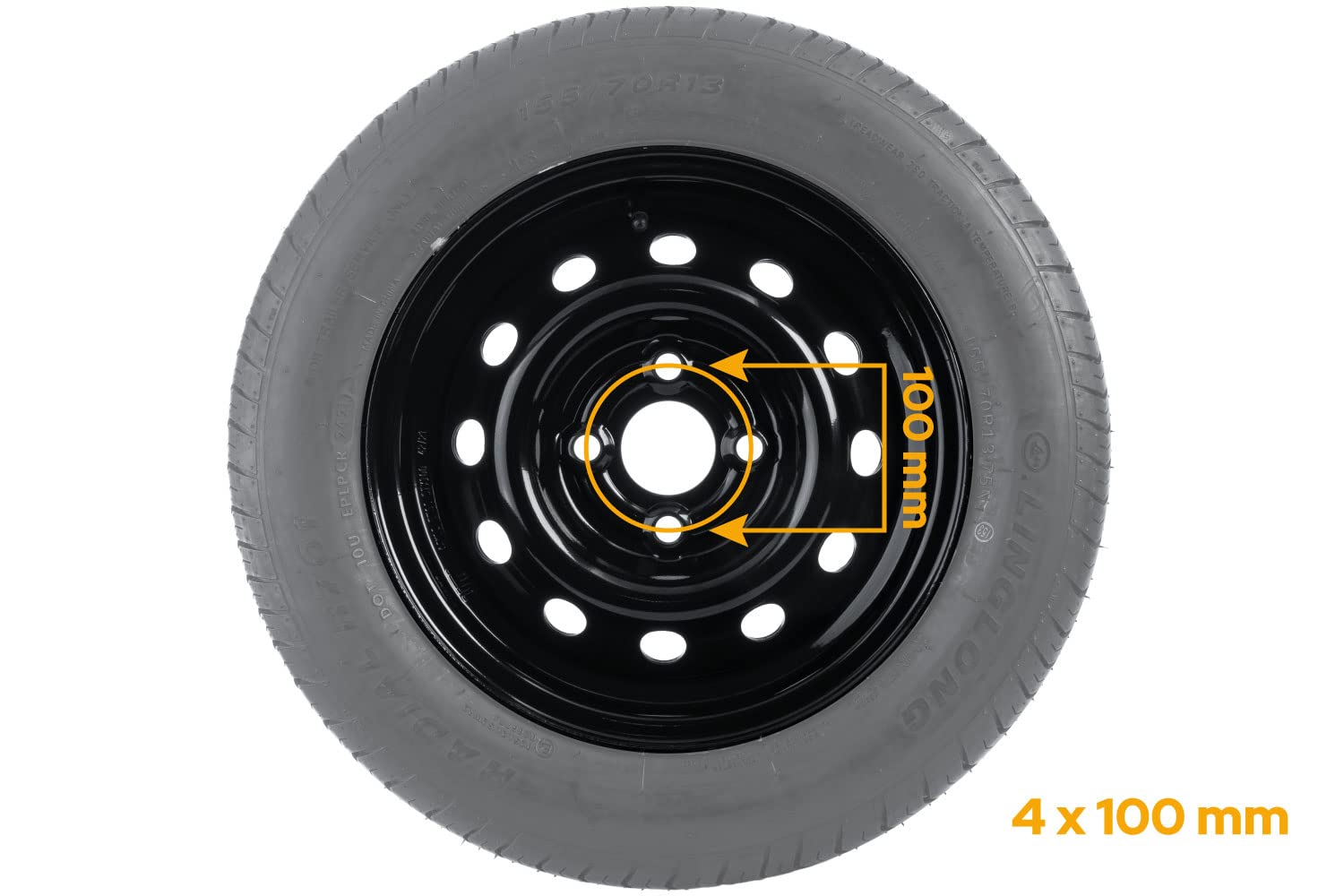 Roue de remorque 155/70 R13 LINGLONG R701 75N avec jante acier noire UNITRAILER 4Jx13 H2 4x100 ET30 – roue complète 13 pouces pour remorques et caravane