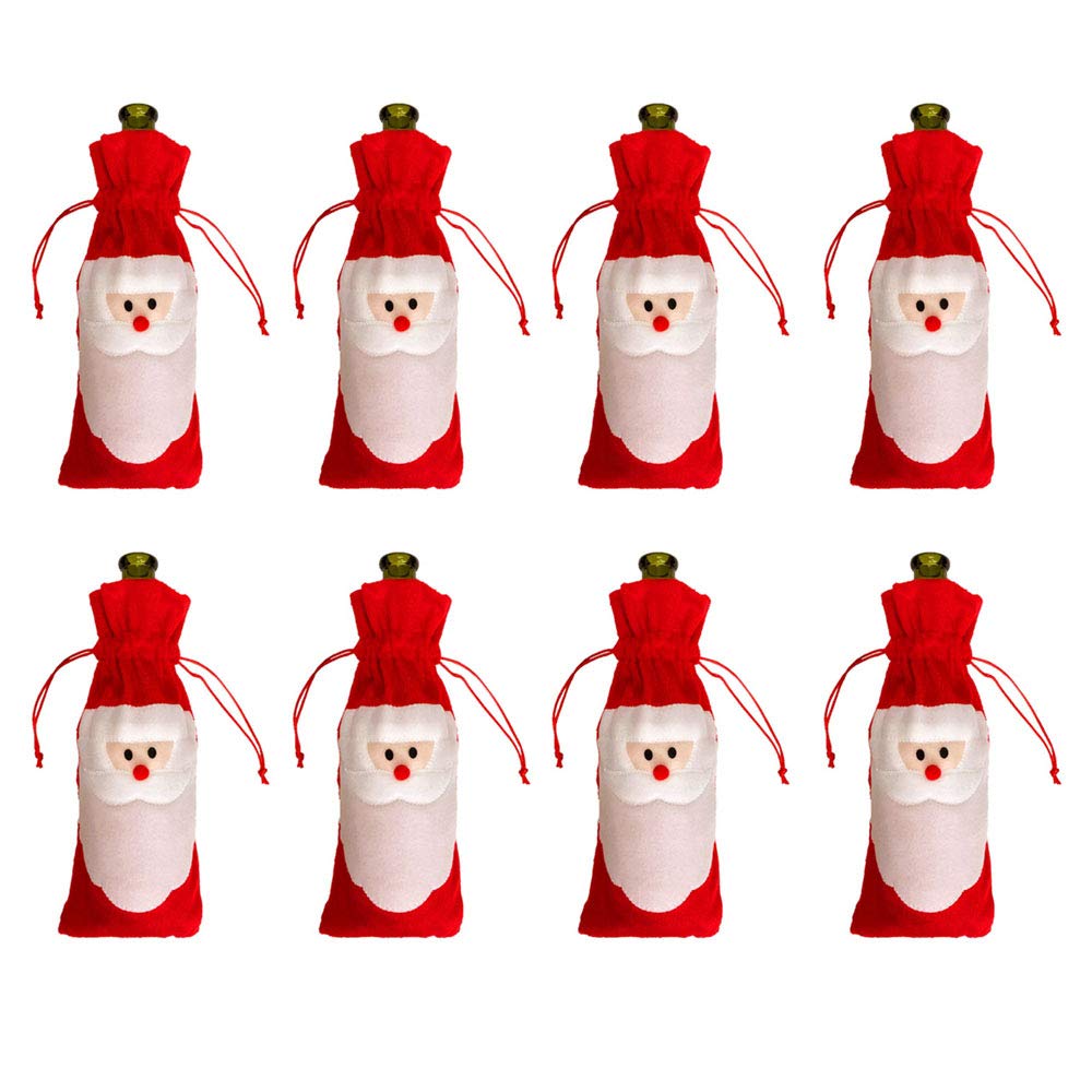 Bertacy Christmas Wine Bottle Cover Bags Xmas Pattern Bottle Wrap Party Festival Decors (8pcs)