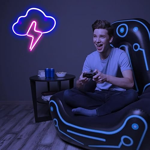 Miniatura 3 de Clouds and Lightning - Letreros de neón con USB o pilas para decoración de pared, letreros de neón LED para habitación de niños, decoración de