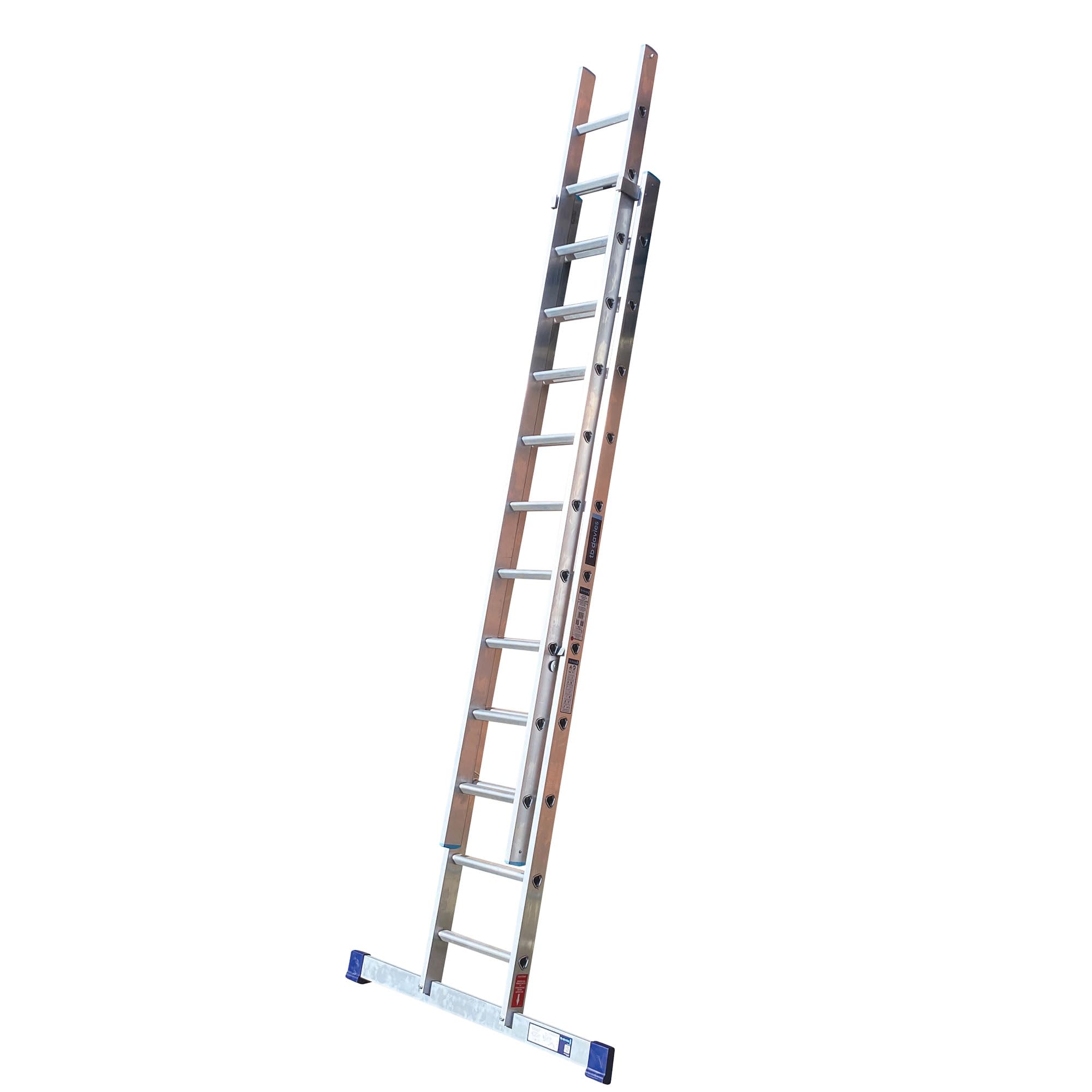 TB Davies TRADE Double Extension Ladder, 3.0 Meter / 9.84 Feet, Extends To 5.0 Meters / 16.40 Feet, Comfort D-shaped Rungs, 3-Year Warranty, EN131 Professional