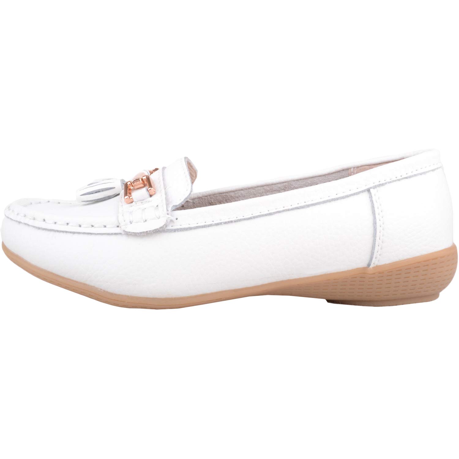 ABSOLUTE FOOTWEAR Mocasines casuales de cuero para mujer, zapatos náuticos