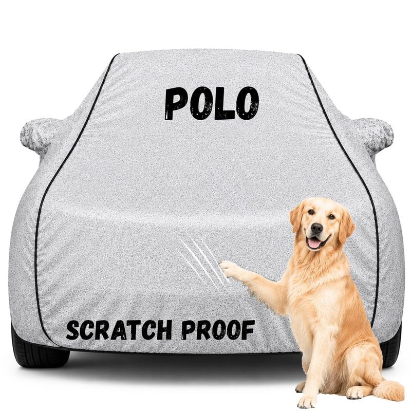 Image of Pure Fabric Silver 100% Waterproof Polo Car Cover | Polyester Car Body Cover for Rain & Sun | UV Protection, Dustproof, Scratch Resistant, Windproof, Heat Resistant, Custom Fit