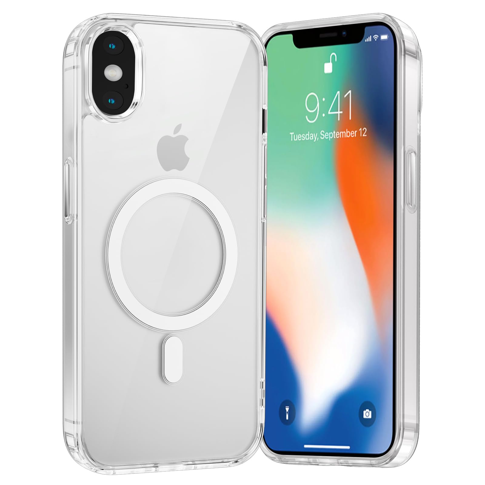 Custodia Magnetica LS LANGSHUN Per IPhone X/XS (5,8") - Trasparente Antiurto Con 38 Magneti N52 - Supporta Magsafe E Portafogli - 4