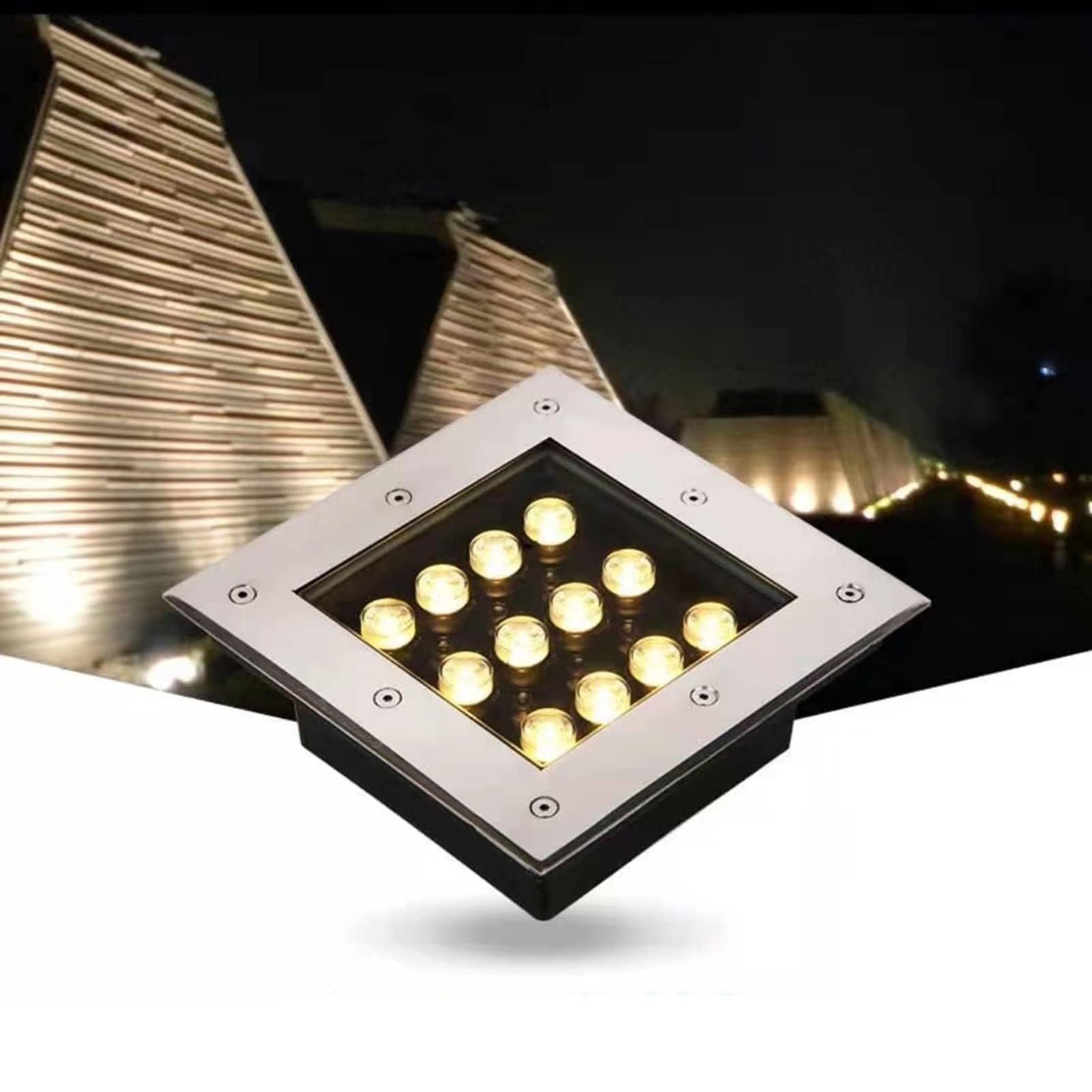 Landscape Lights - Outdoor Buried Lights, AC12V Low Voltage Square Underground Light, IP66 Waterproof LED Recessed Ground Spot Light, For Garden, Pathway, Patio Landscape Lighting ( Color : White , Si