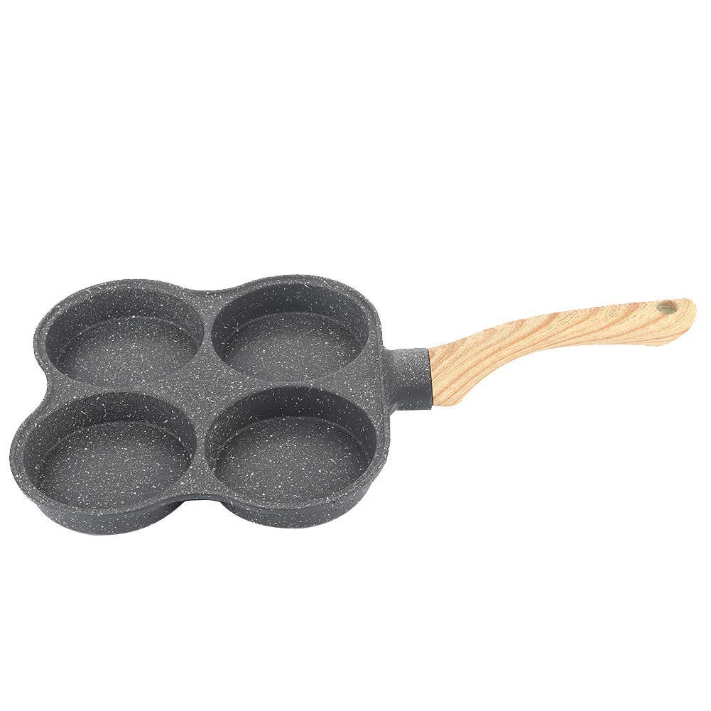 Jenngaoo 2 Stück Spiegelei Pfanne mit 4 Fächern, Antihaft Pfannkuchen Maker für Induktionsherd, Mini Bratpfanne für Eier, Burger und Frühstück, Küchenutensilien mit Griff