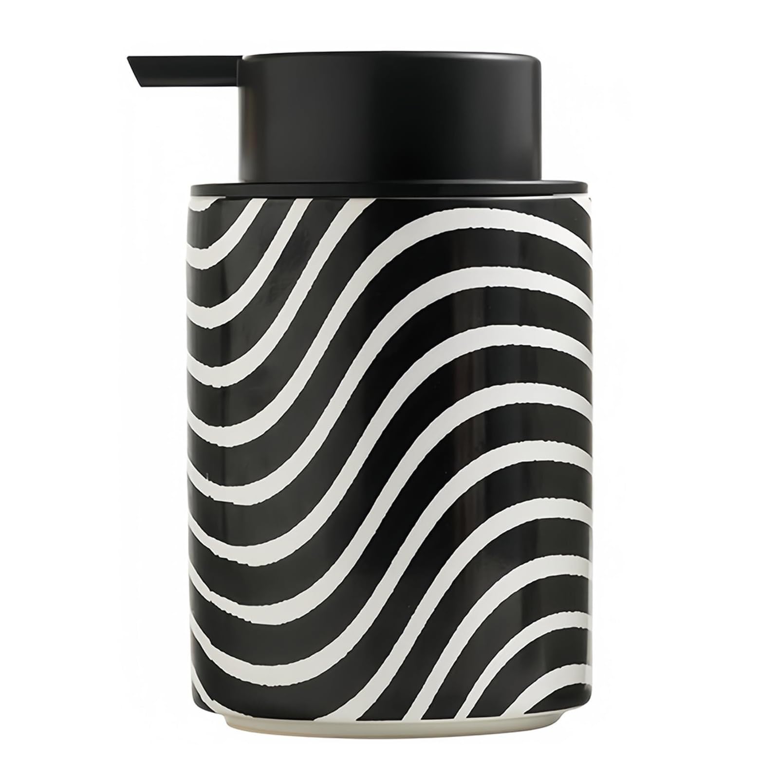 Friendshiphome Black Dish Soap Dispenser With Pump, Refillable Lotion For Bathroom Ceramic Shampoo Bathroom Stuff(Black)