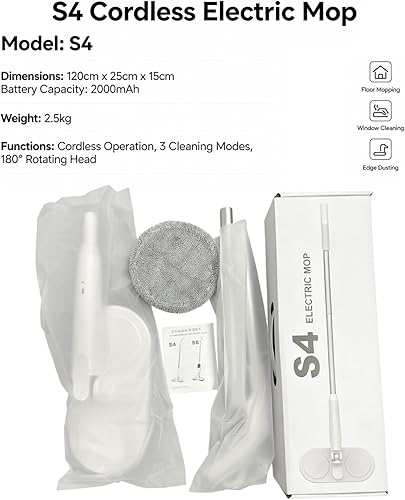 Miniatura 3 de Cordless Electric Spin Mop and Scrubber, Ultra Lightweight for Easy Floor Cleaning, Multi-Surface Dry & Wet Use Under Furniture, Ideal for Home,