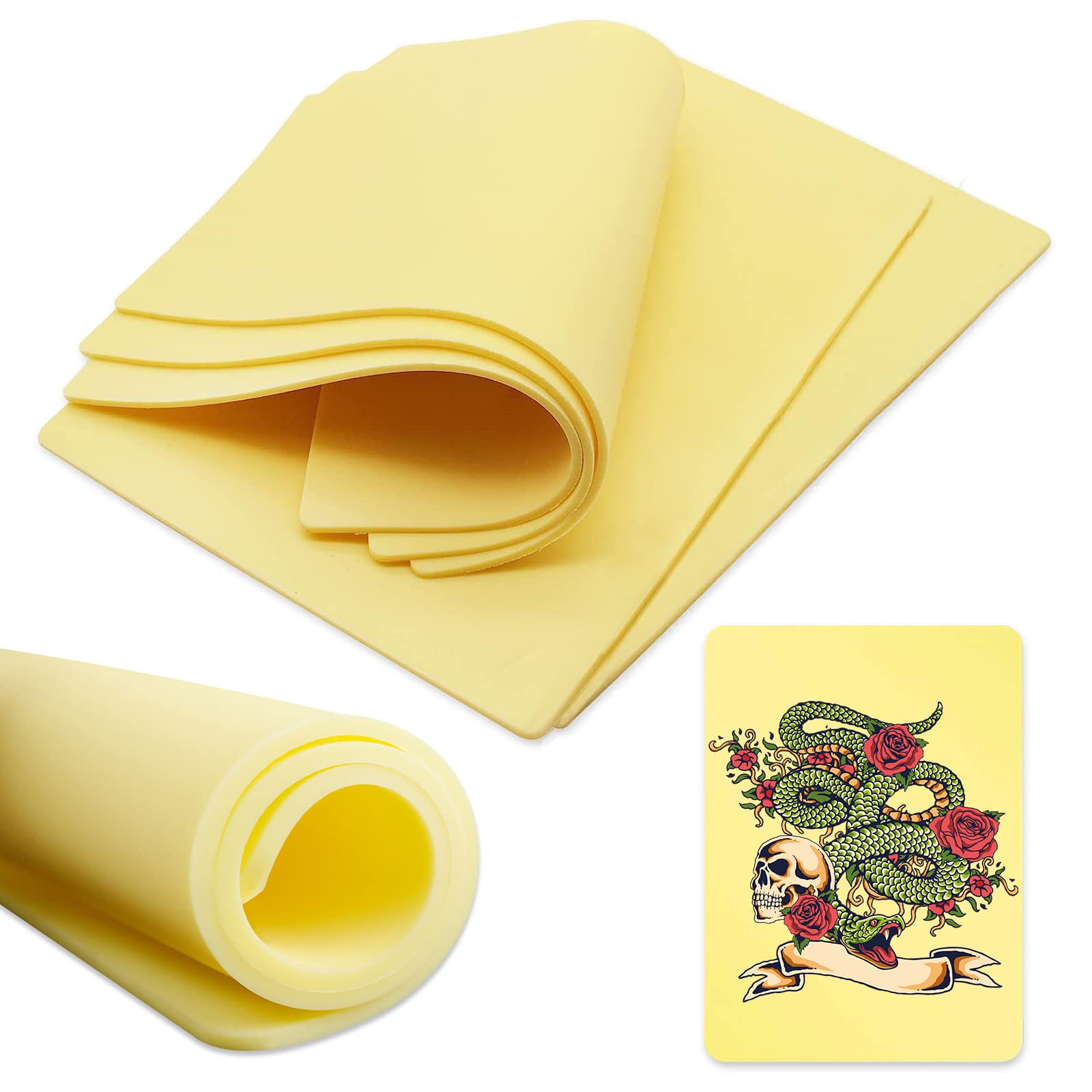 Tvvcalk Sintetica Tatuaje 3mm, 5pcs Piel Sintetica Tatuaje Profesional, Silicona Piel de Tatuaje, Piel Sintetica Tatuaje Doble 20cm x 30cm (Sintetica Tatuaje)
