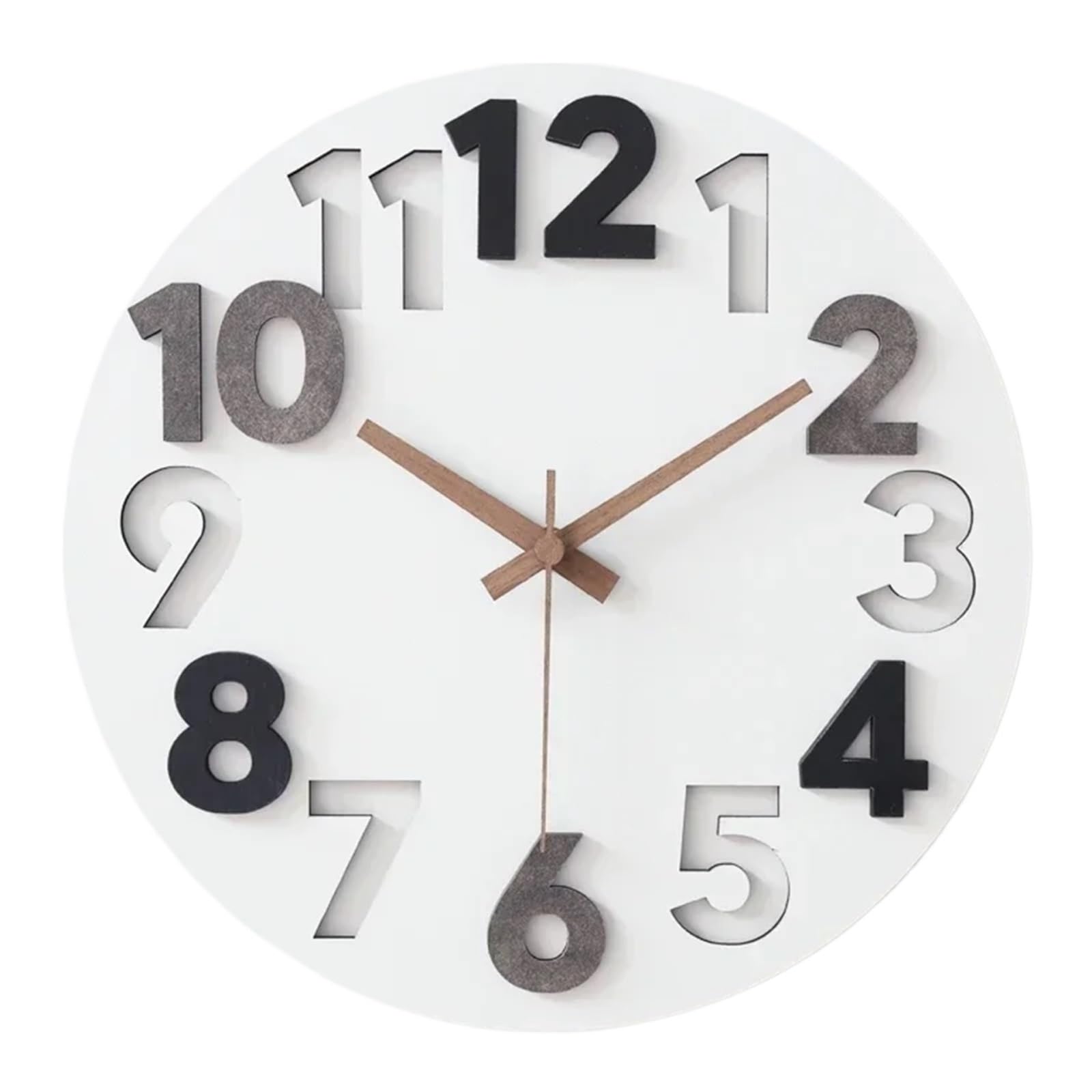 KIFSDLF Retro Wooden Silent Wall Clock Living Room Decor Bedroom Stone Grain Quartz Clocks Simple Roundness Home Decoration for Home, Living Room(Color4,15 inches 38CM)