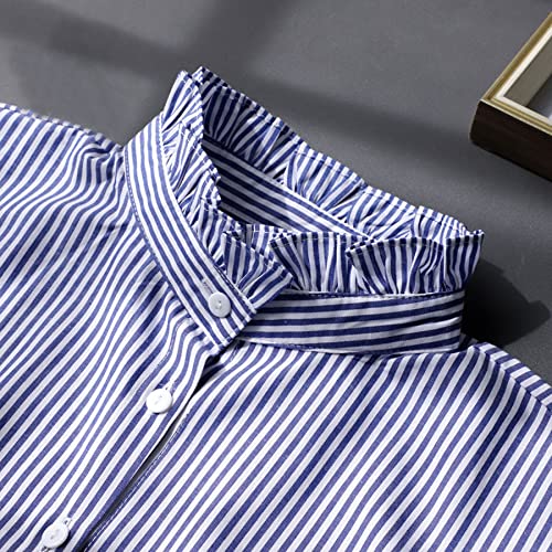 GUZOSJO Blue Striped Detachable Collar Shirt,Dickey Half Blouse False Collar for Lady Girls Men4