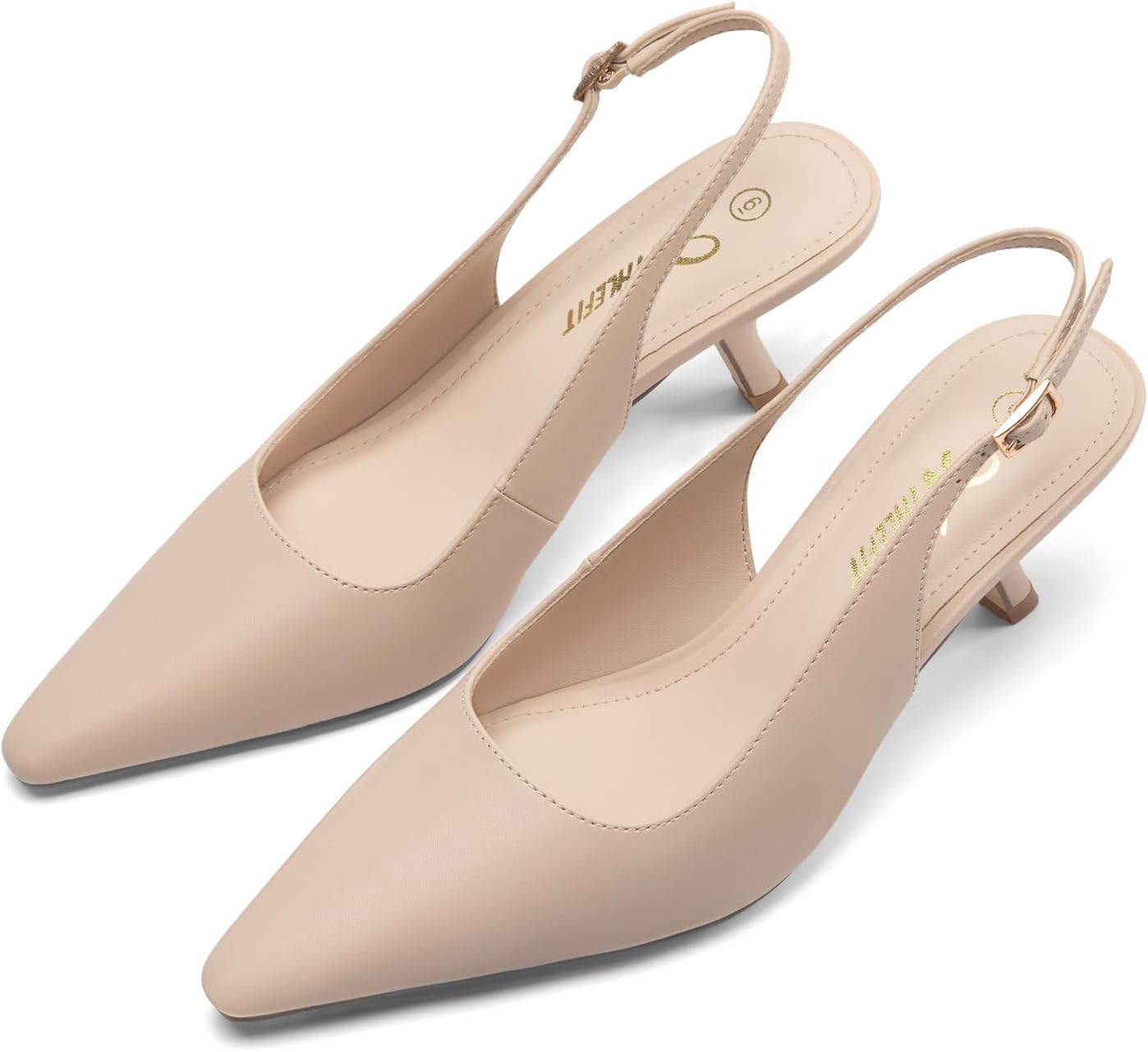 Athlefit Women's Low Kitten Heels Closed Pointed Toe Slingback Dress Pumps Shoes for Wedding Work Office - Image 6