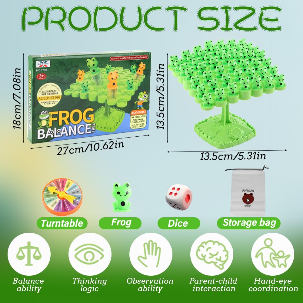 KUWUNG Balance Game Frog 48 PCS, Balance Board Game with Dice, Maths Games - Image 2