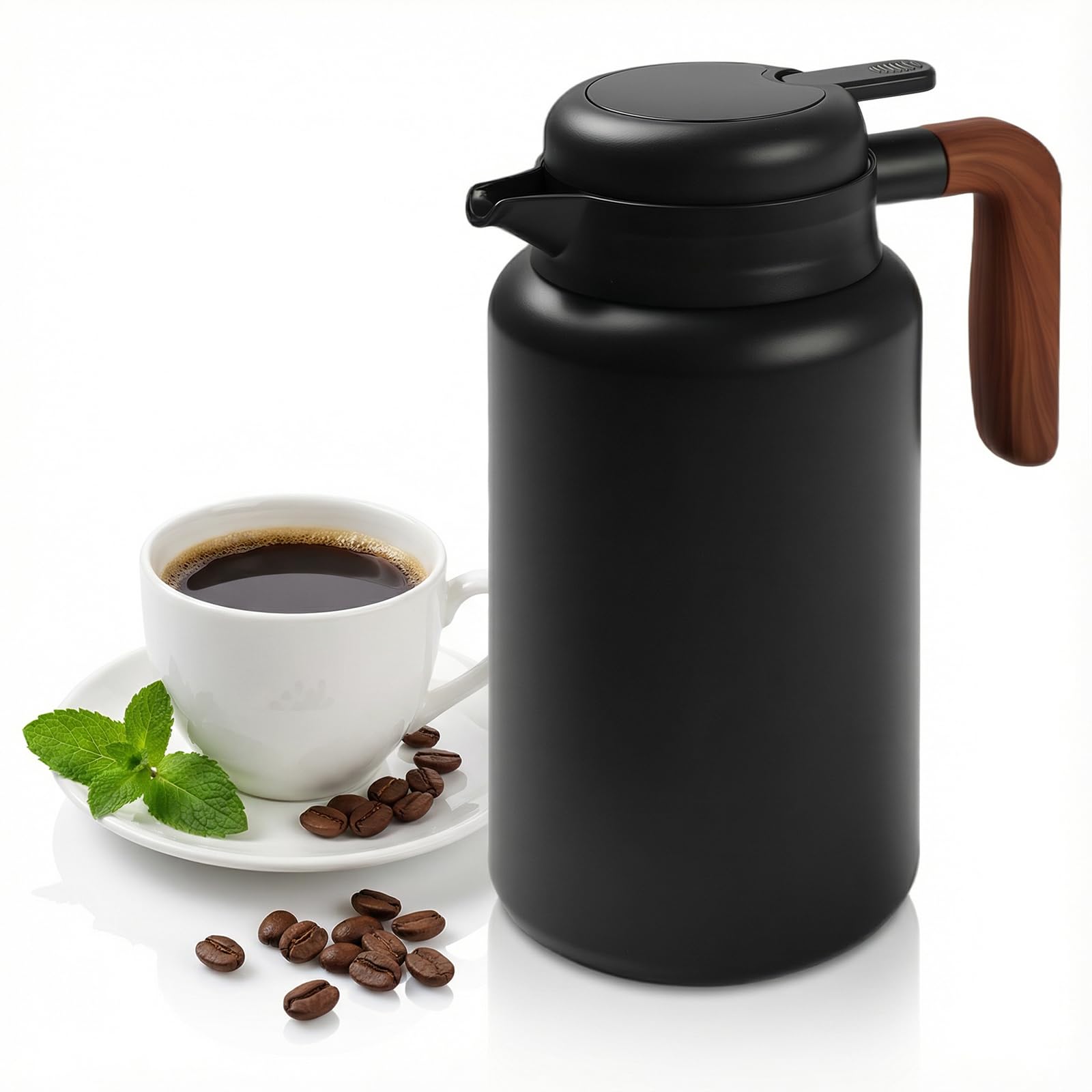 Kryndle 1.6L Thermal Coffee Carafe, Featuring Wear-Resistant Base Design
