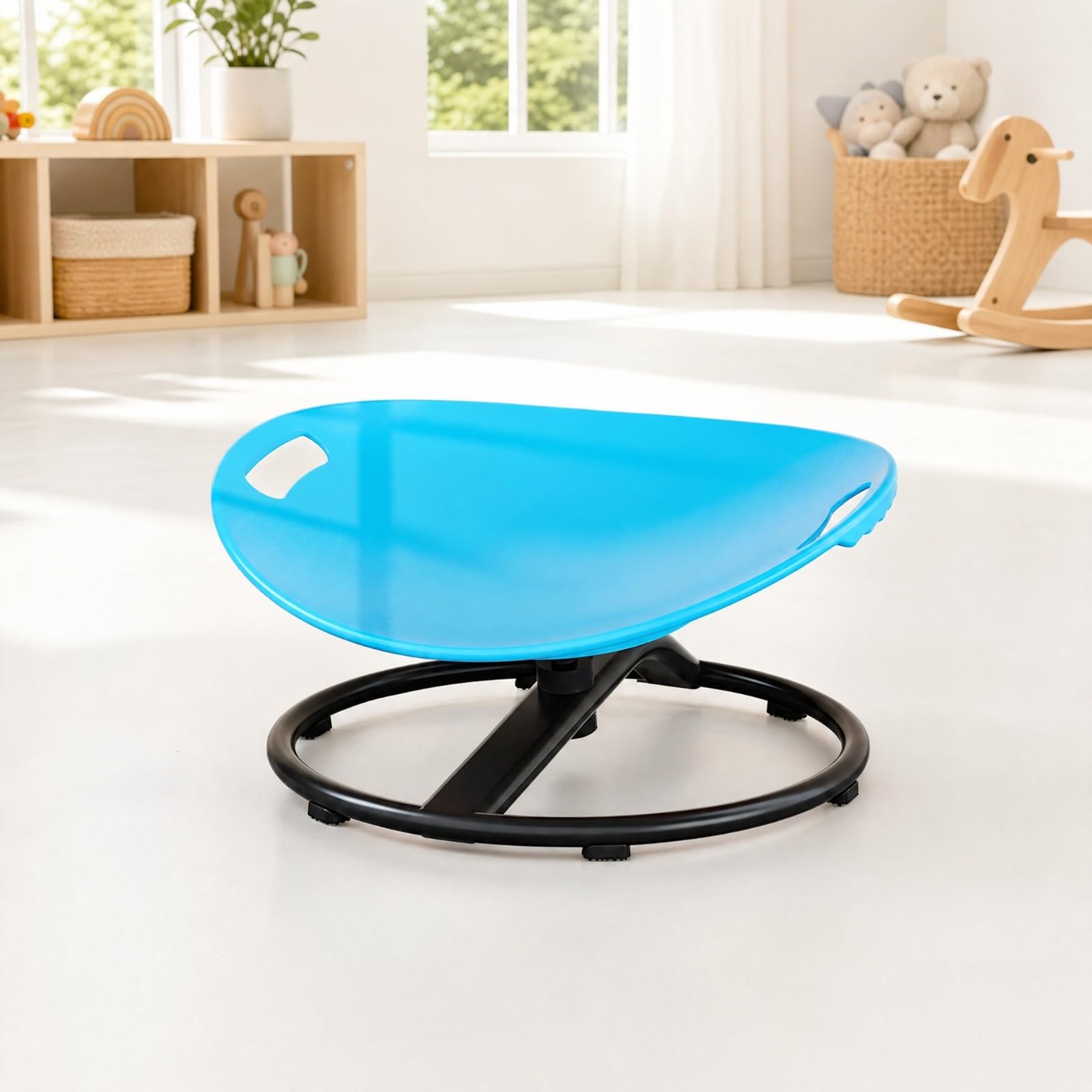Chaise Développement Vestibulaire Circulaire Siège Trnant Poignées Intégrées Stable Siège Rotatif Base Antidérapante pr Enfants