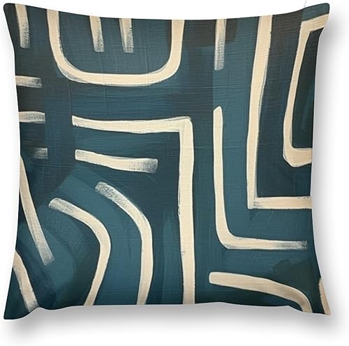 Funda de almohada de terciopelo con rayas geométricas, color verde azulado, verde oscuro, crema, fundas de cojín chinoiserie, fundas de almohada