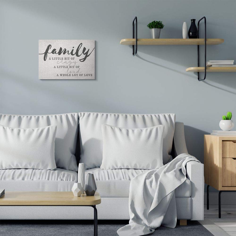 Stupell Industries fwp-291 Family Crazy Loud Love Inspirational Word, Design by Artist, Wall Art, 16 x 20, Gallery Wrapped Canvas