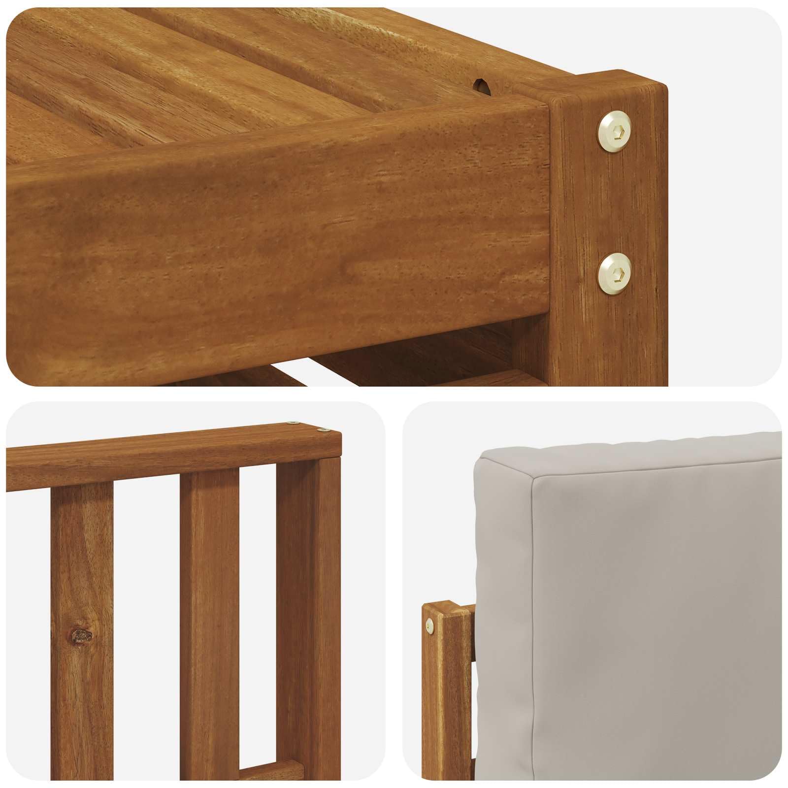 Makastle Salon de Jardin 6 pcs Bois d'Acacia Naturel et Gris