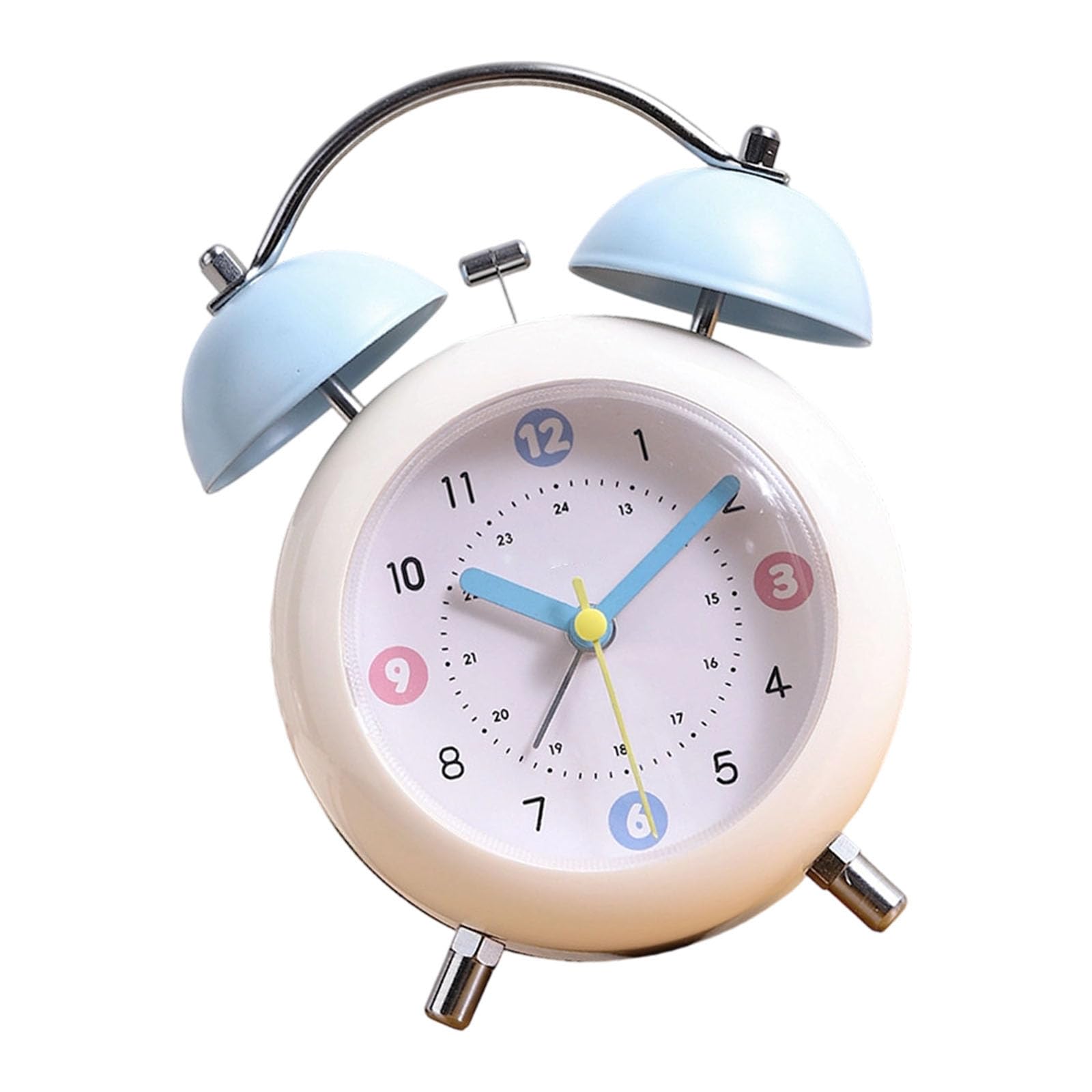 Hsioluted Blue Metal Bells Alarm Clock With Strong Sound Ideal For Bedside Students And Professional Accurate Timekeeping Traditional Loud Wake Up Clock
