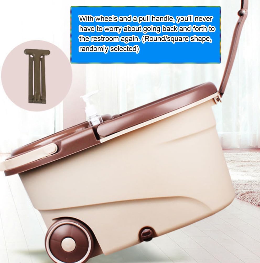Sistema de Cubo y fregona giratoria, Cubo Grueso Resistente con Cesta giratoria extraíble, escurridor Manos Libres, fregona para Suelo seco y húmedo 2 en 1,