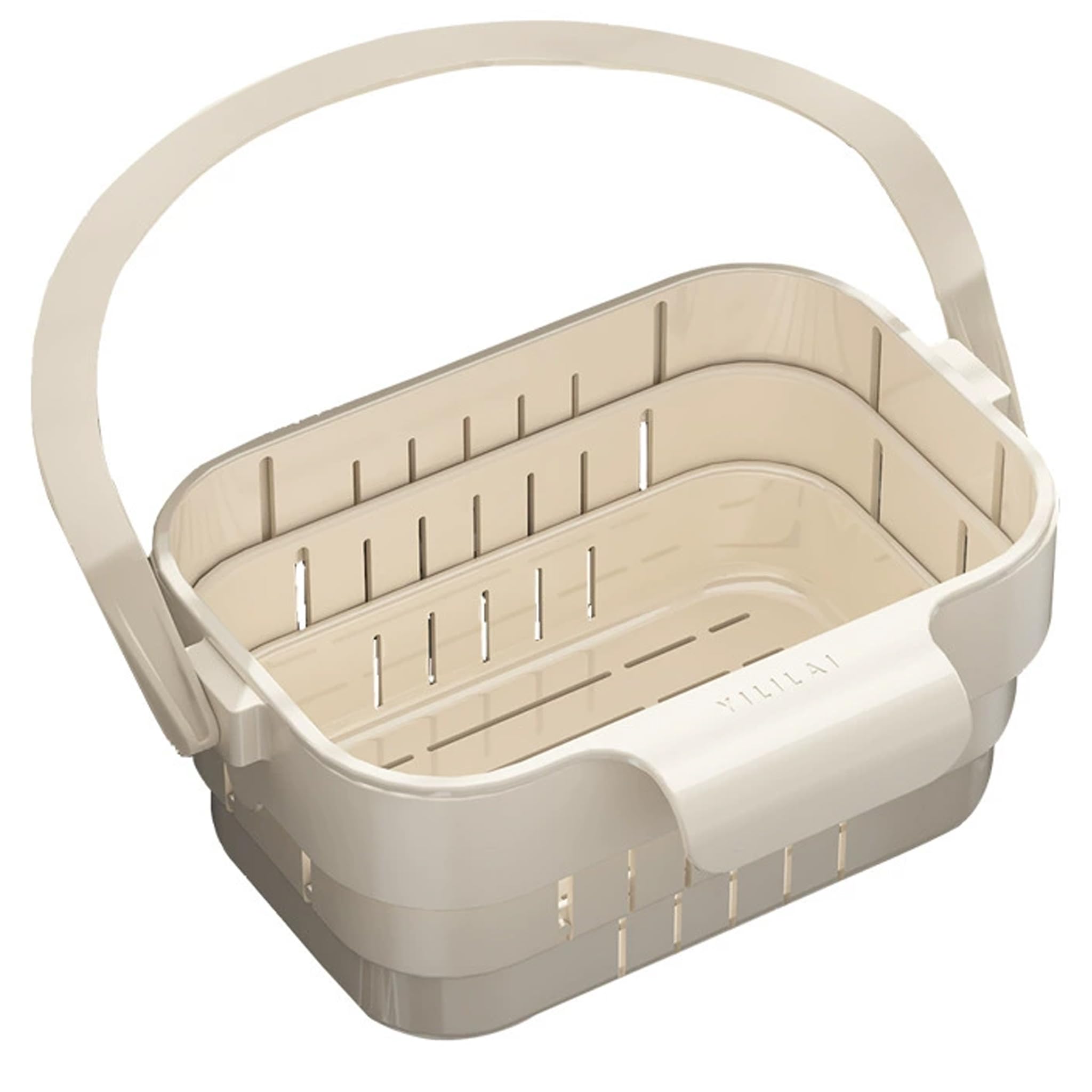 Nukinp Hanging Sink Drain Basket, Stretchable Kitchen Sink Drain Basket With Detachable Strainer, Beige
