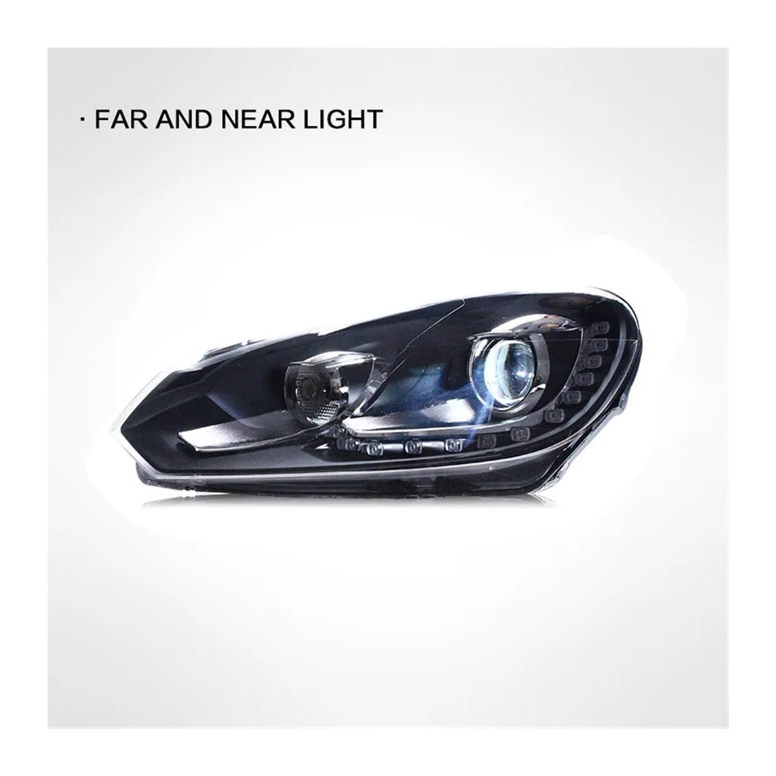 Faro anteriore compatibile con VW Golf 6 fari 2009 2010 2011 2012 fari Golf 6 R20 indicatori di direzione abbaglianti Angel Eye proiettore lente(LED bulbs)