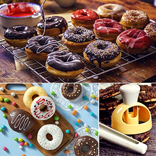 2 Pack Mini Donut Mould Maker, 3 inch Donut Hole Cutter, Donut Cutter with Removable Center, DIY Biscuit Cake Doughnut Cutters Mold Kitchen Baking Tool