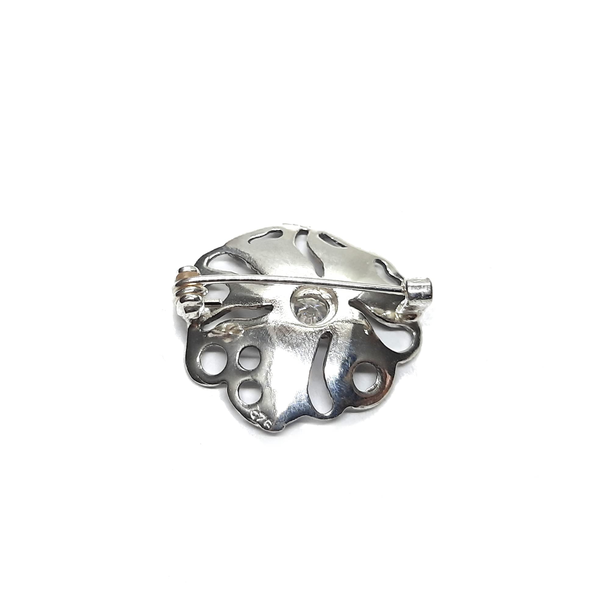 Broche de plata de ley 925 flor con zirconia cúbica