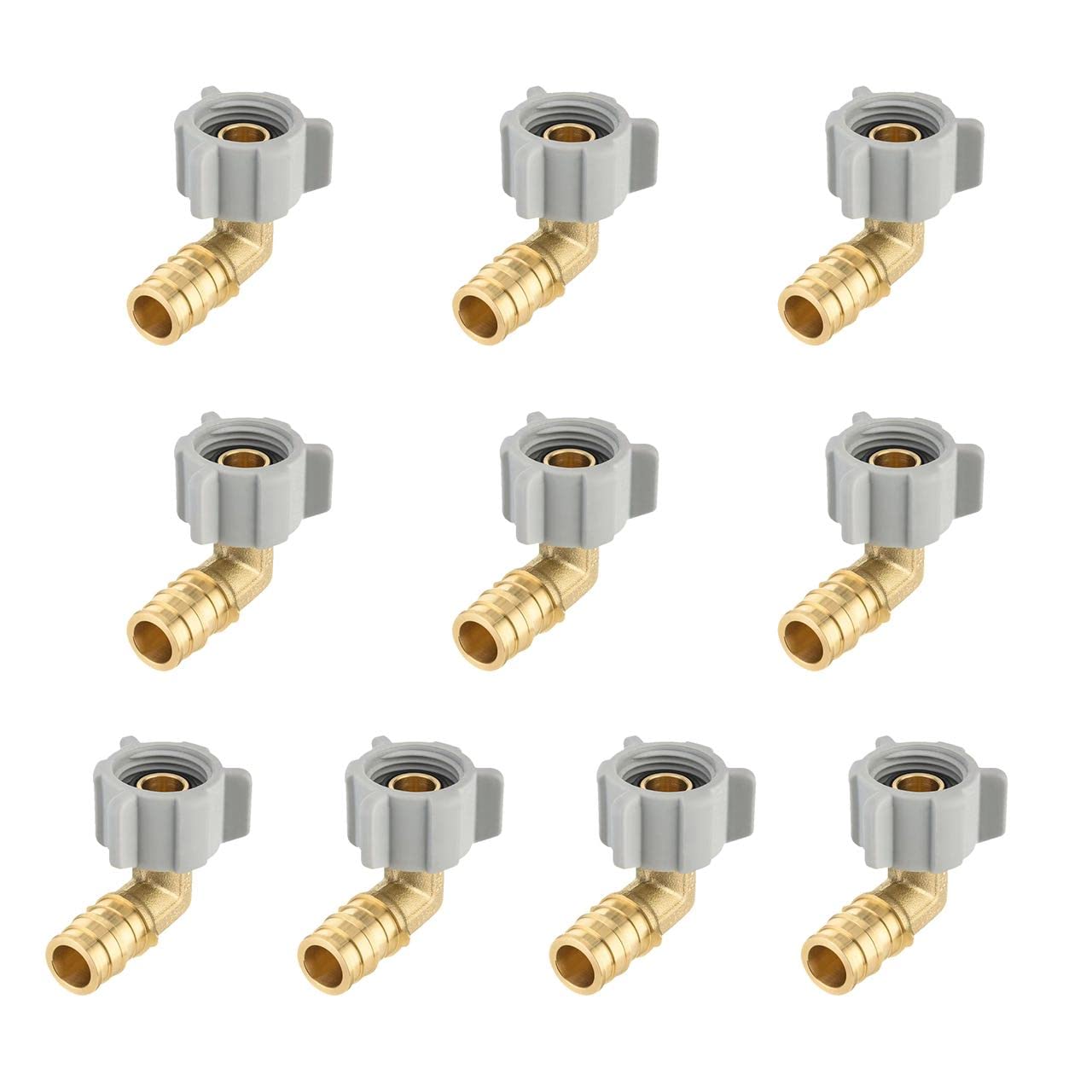 Paquete de 10 accesorios de latón de expansión EFIELD Pex-A de flujo completo de 1/2 pulgada Pex x 1/2 pulgada, codo giratorio NPT hembra, certificado ASTM F1960 UPC