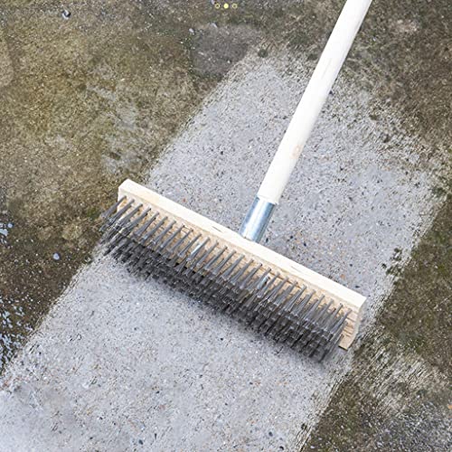 Image of 12 inch Heavy-Duty Rough Surface Floor Brush,Stainless Steel Wire Large Deck Scrub Brush 12 inch x 2.7 inch Removes Snow, Dirt & Grime on Drivways, Steps, Patios, Decks, Tile, Cement Without Stick (12 inch)