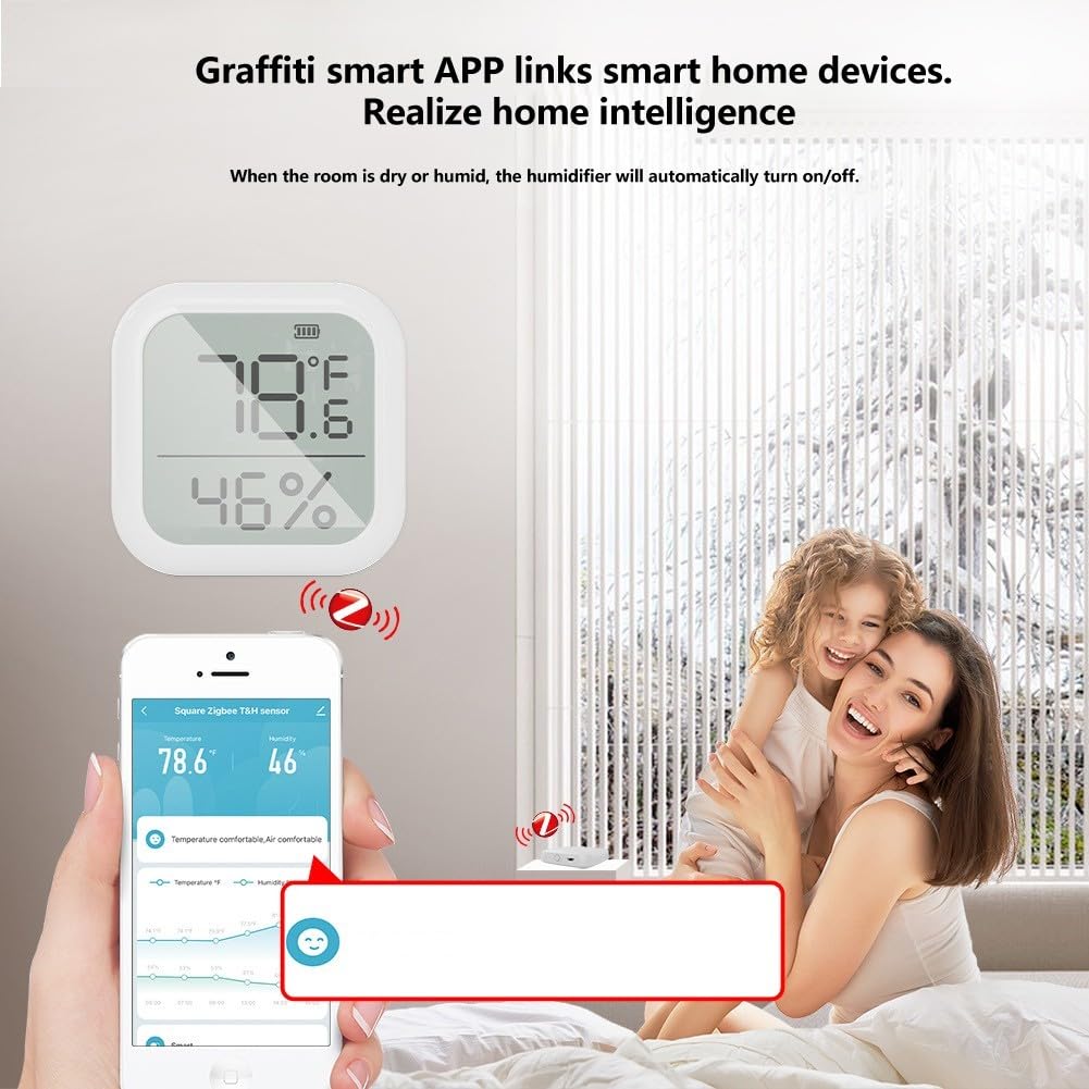 Sensor de temperatura inteligente para Zigbee 2 piezas con fácil control de aplicación y pantalla LCD
