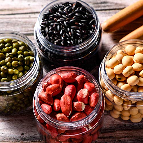 SATINIOR 24 Pieces Empty Clear Plastic Jars with Lids Round Storage Containers Wide-Mouth for Beauty Product Cosmetic Cream Lotion Liquid Butter Craft and Food (Gold Lid, 2 oz)4