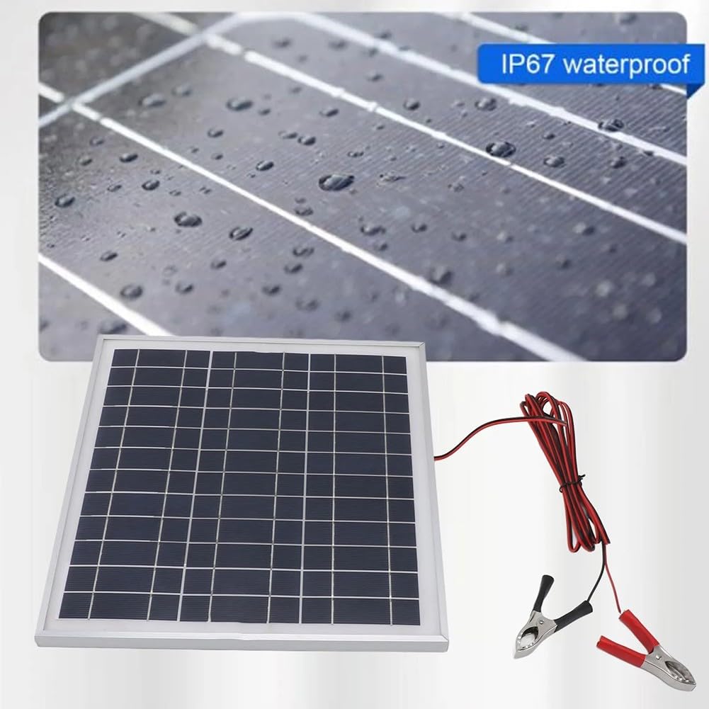 Panneau solaire monocristallin 20 W, chargeur de batterie portable 12 V avec cadre et câble en aluminium, module PV étanche pour camping, camping-car, randonnée