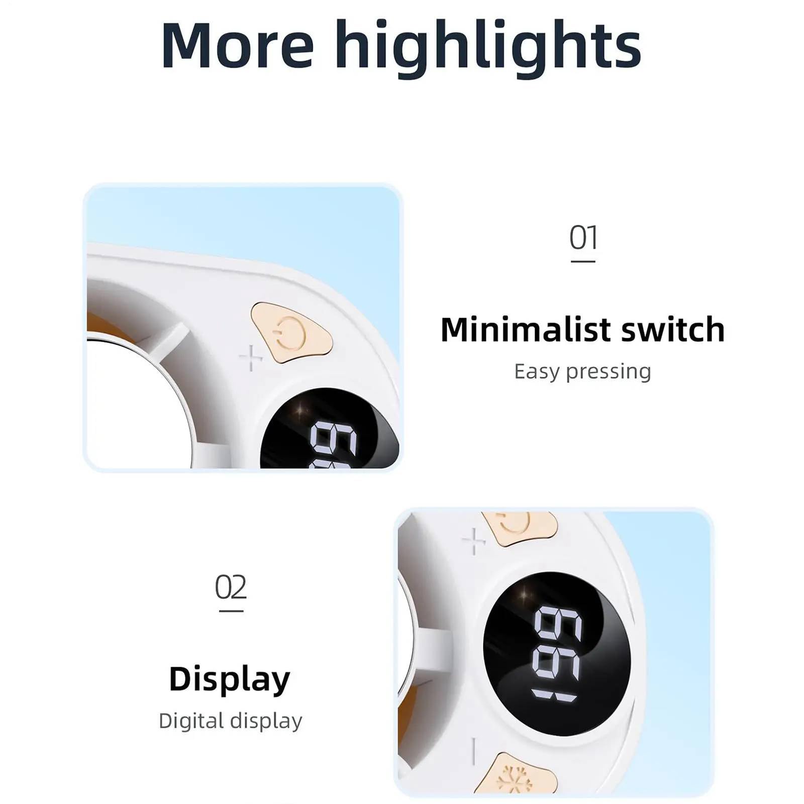Ventilatore a Clip per Condizionatore Auto con Display a LED, Rotazione di 360° e 199 Livelli di Velocità, Semicooling, Ventilatore Mini Ricaricabile Portatile per Esterni, Campeggio e Viaggi