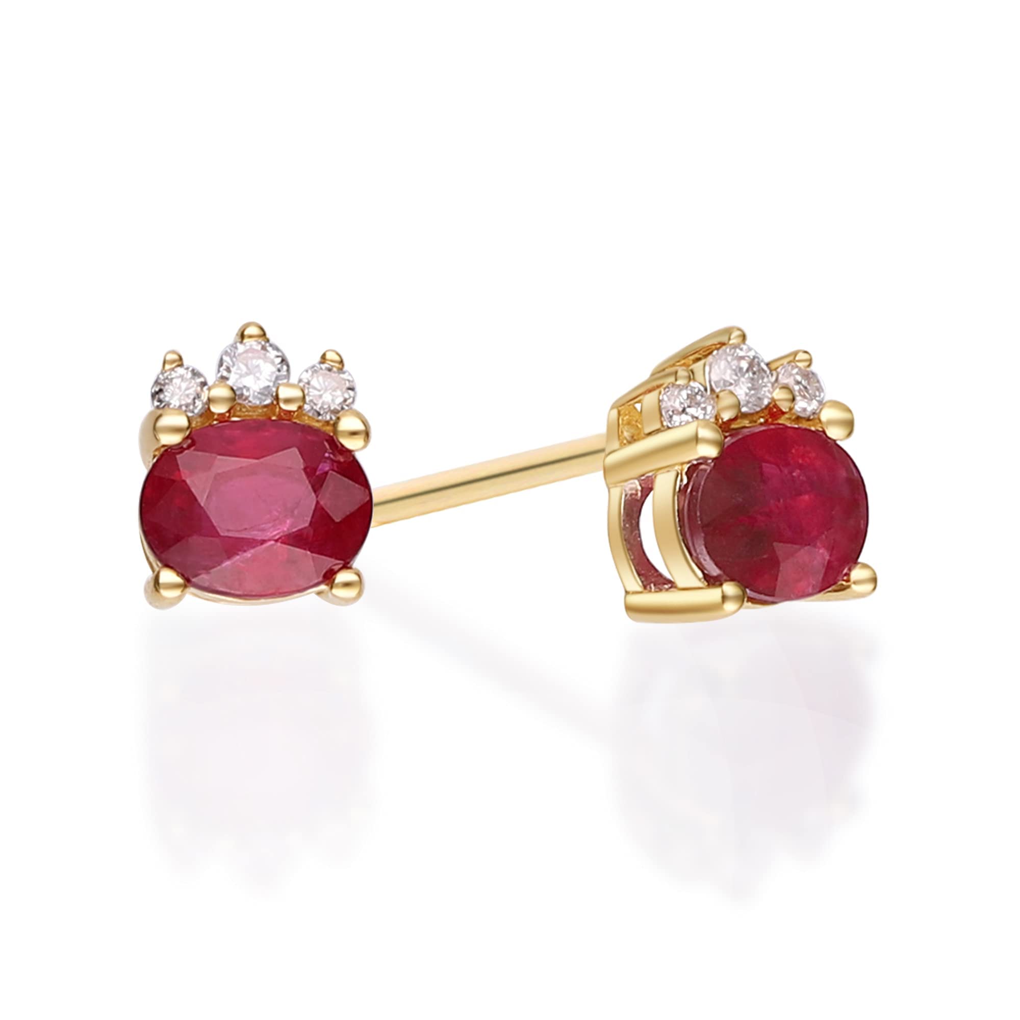 Gin & Grace10K Yellow Gold Genuine Ruby and Natural Diamond (I1) Earring for Women.