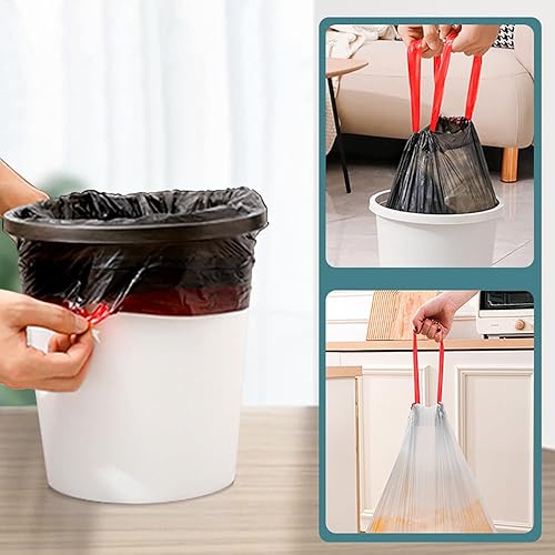 Miniatura 7 de jixik Bolsas de basura con cordón de 75 unidades, bolsas de basura gruesas de 4 galones, bolsas de basura sin perfume de 17.7 x 19.7 pulgadas para
