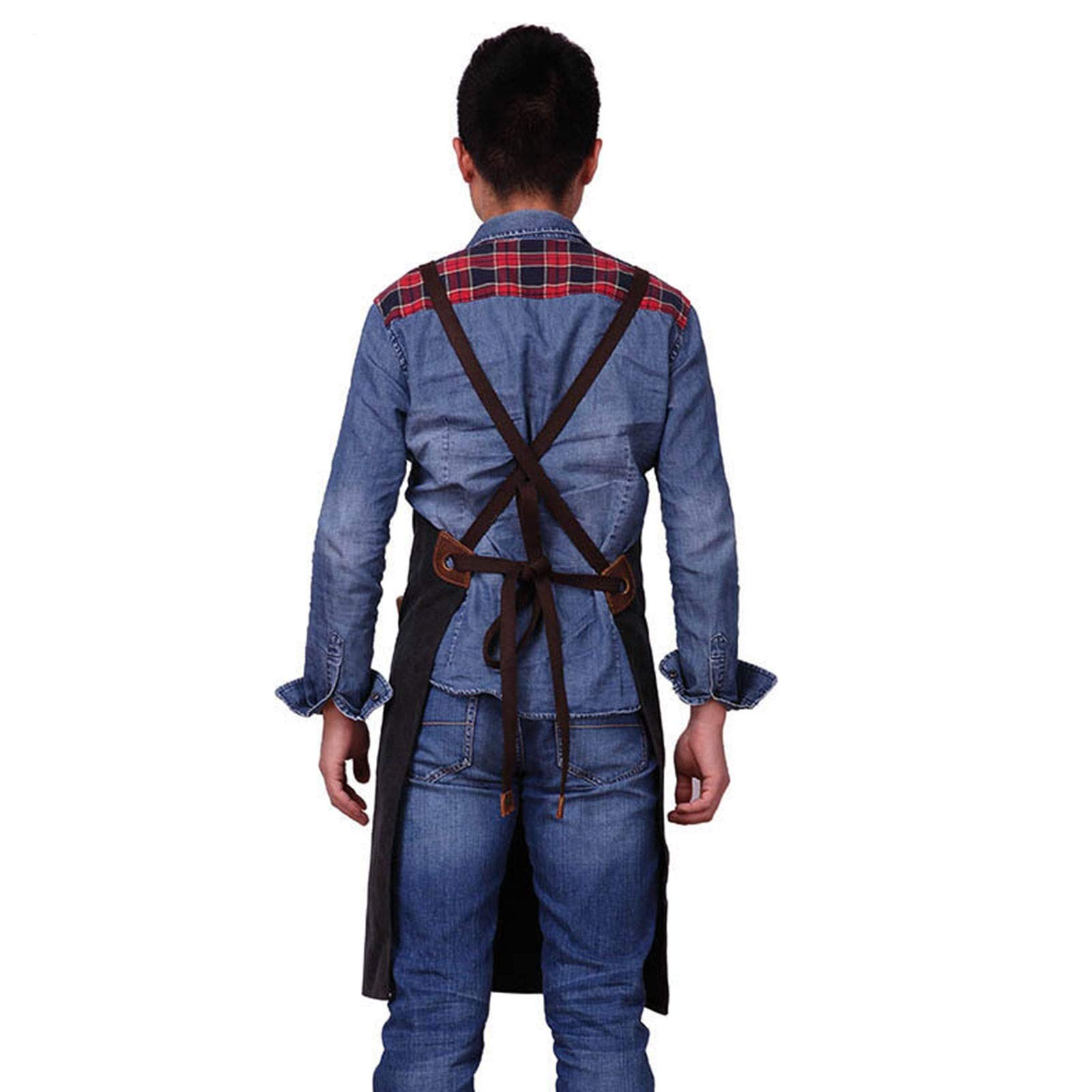 Fartuch szefa kuchni ， Fartuch Denim Bib Fartuch warsztatowy, fartuch narzędziowy, fartuch warsztatowy do obróbki drewna, grube płócienne fartuchy robocze dla mężczyzn, regulowane