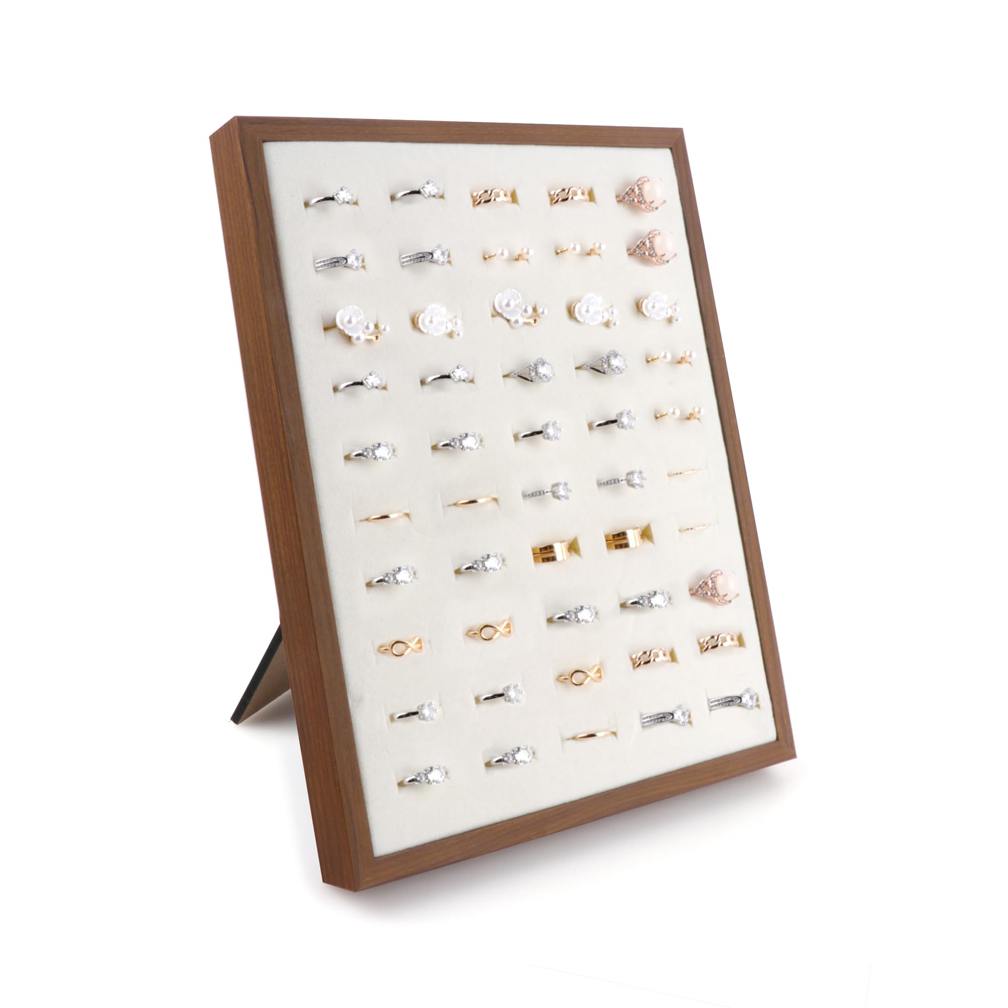Homeanda Velvet L-Shaped 50 Slots Ring Earring Jewelry Display Tray Organizer Holder