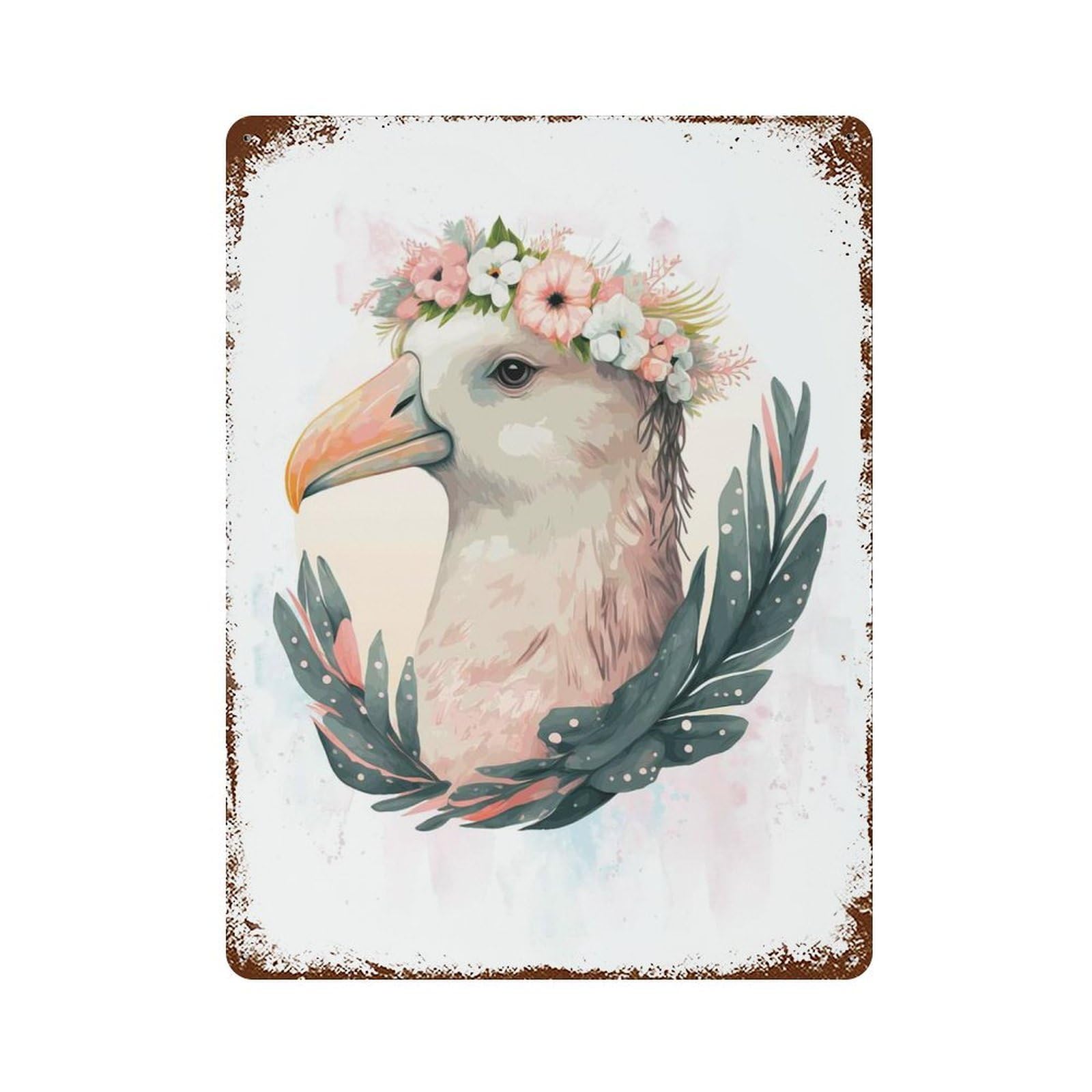 Watercolor Albatross Art 15.7"x11.8" Retro Metal Sign, Vintage Wall Decor for Office, Studio And Wall Decor