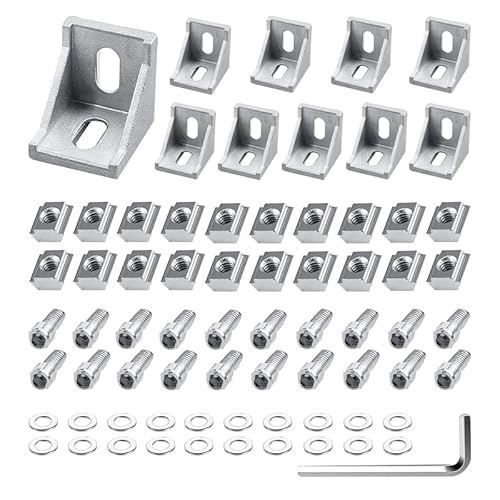 10X Alu Winkelprofil 40 x 40, Eckverbinder Befestigungsmaterial Winkel aus Aluminium, Eckwinkel winkelverbinder für Aluprofil/Aluformrohre Cover