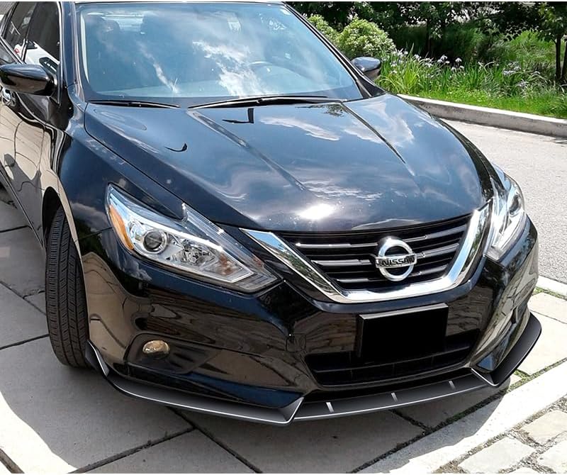 5pcs Combo Front Bumper Body Kit Lip + Side Skirt Extensions Diffuser Compatible with 2016-2018 Nissan Altima Sedan/4DR 2017 (Painted Black)