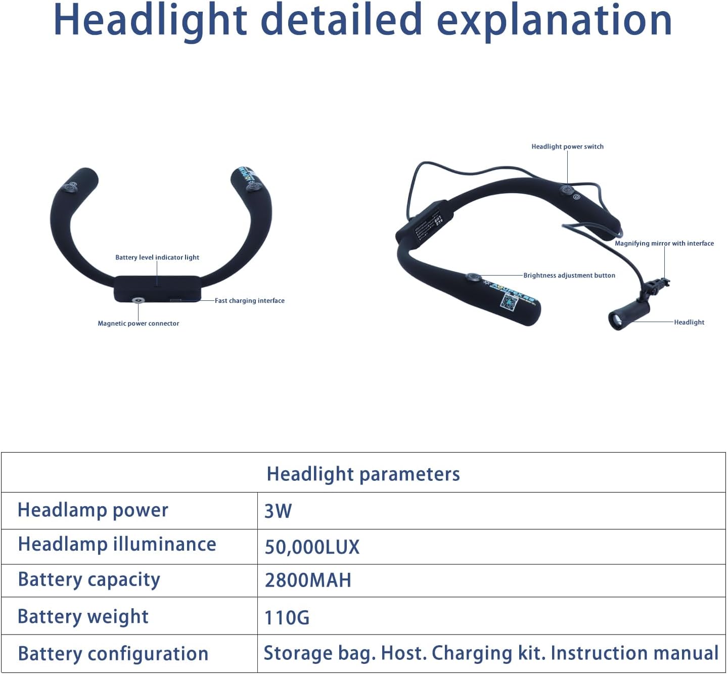 AOUPEX Neck Hanging Medical headlamp for Oral Dental, neurological, Spinal, Orthopedic, Cardiac and Surgical,Magnetic Portable LED Inspection Headlight