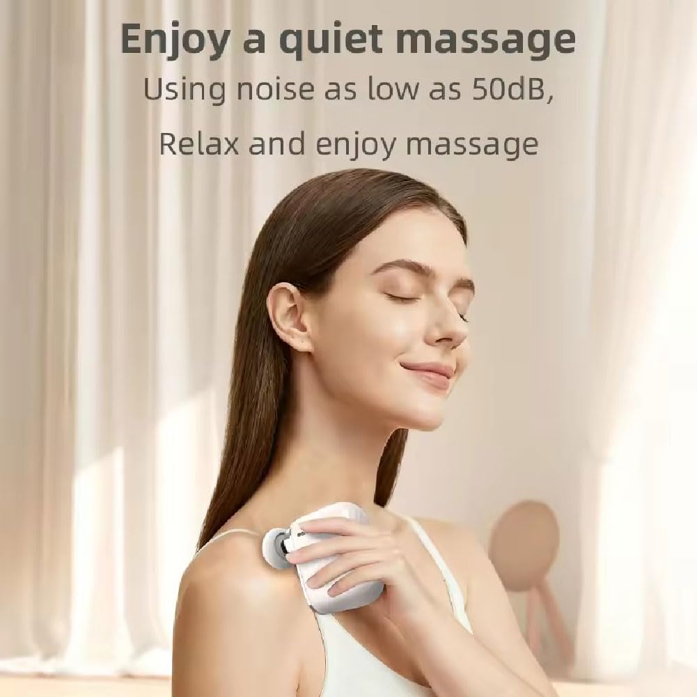 Pocket Massage Gun,Mini-Massagepistole mit 3 Massageköpfen,Pocket-Sized kleine Massage Gun für Tiefenmuskeln,Wiederaufladbar Leise Mini Massagegerät für Reisen & Fitness,Geschenk für Männer Frauen