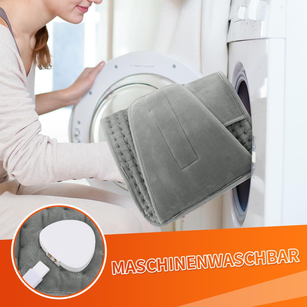 Cojín térmico eléctrico para espalda y vientre, con apagado automático, 10 niveles de temperatura de 38 a 60 °C, 4 temporizadores de 0,5 a 2 horas, supersuave y lavable a máquina