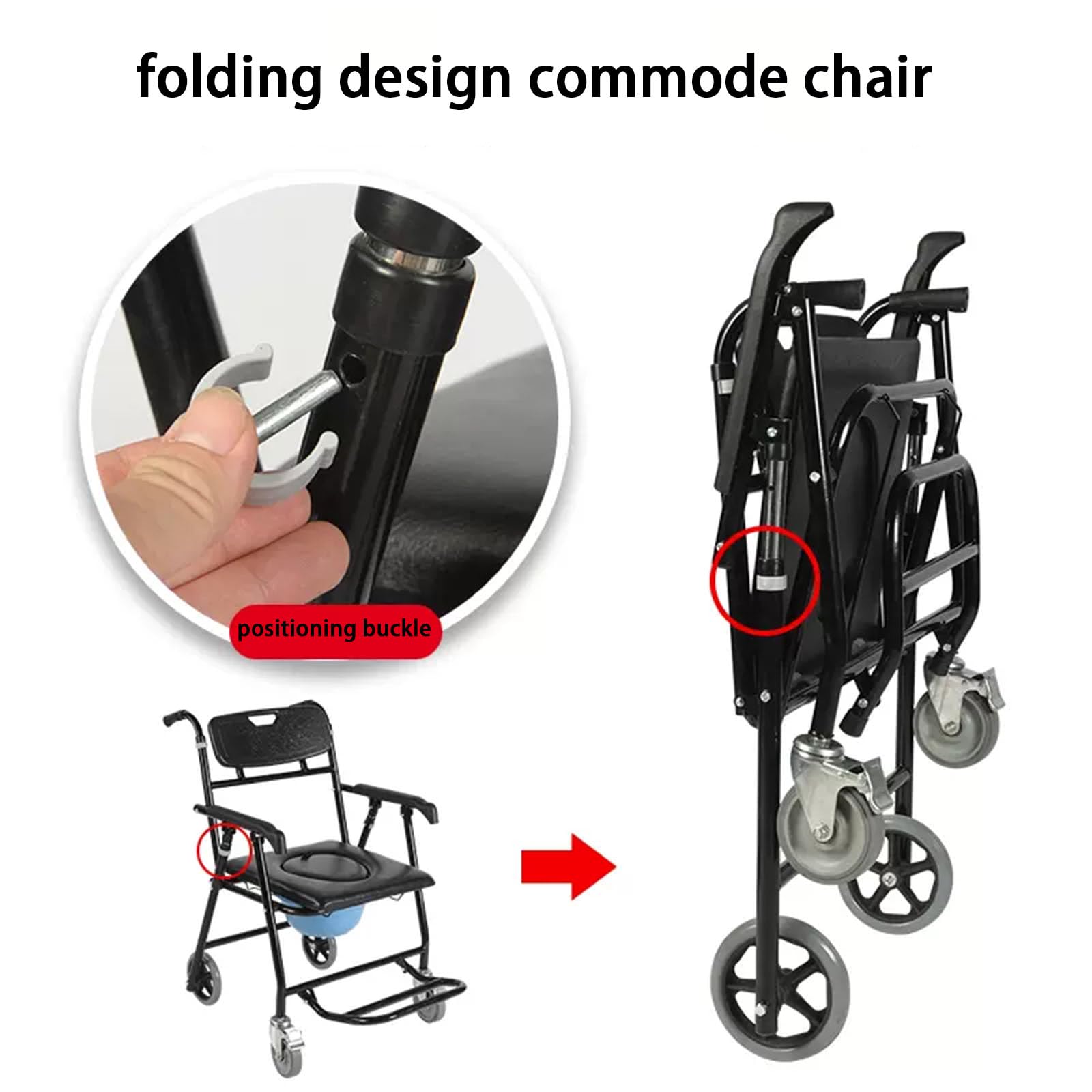 Sedia da Doccia Pieghevole con Ruote - Sedia A Rotelle Comoda da Doccia Leggera | Bracciolo Regolabile | Pedale Rimovibile | Freni | capacità di Carico 150 kg