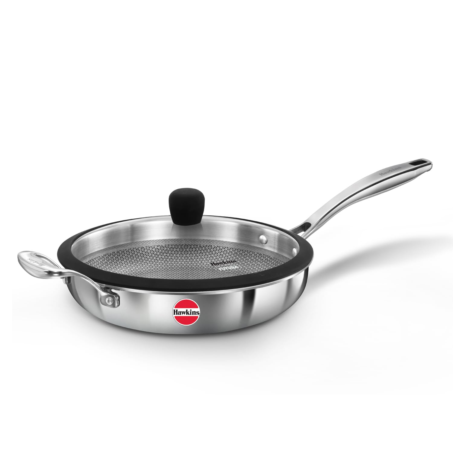 Hawkins Pro 26 cm Shielded Nonstick Triply Frying Pan, Fry Pan with Stainless Steel Handle and Glass Lid, Silver (PSNF26G)-picture-10
