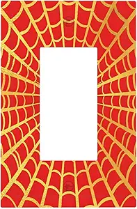 Decorative Outlet Covers Red Background with Golden Spiderweb Spider 1 Gang Rocker Light Switch Cover Plate Single Decora Light Switch Covers Wall Plate Faceplate for Home Decor