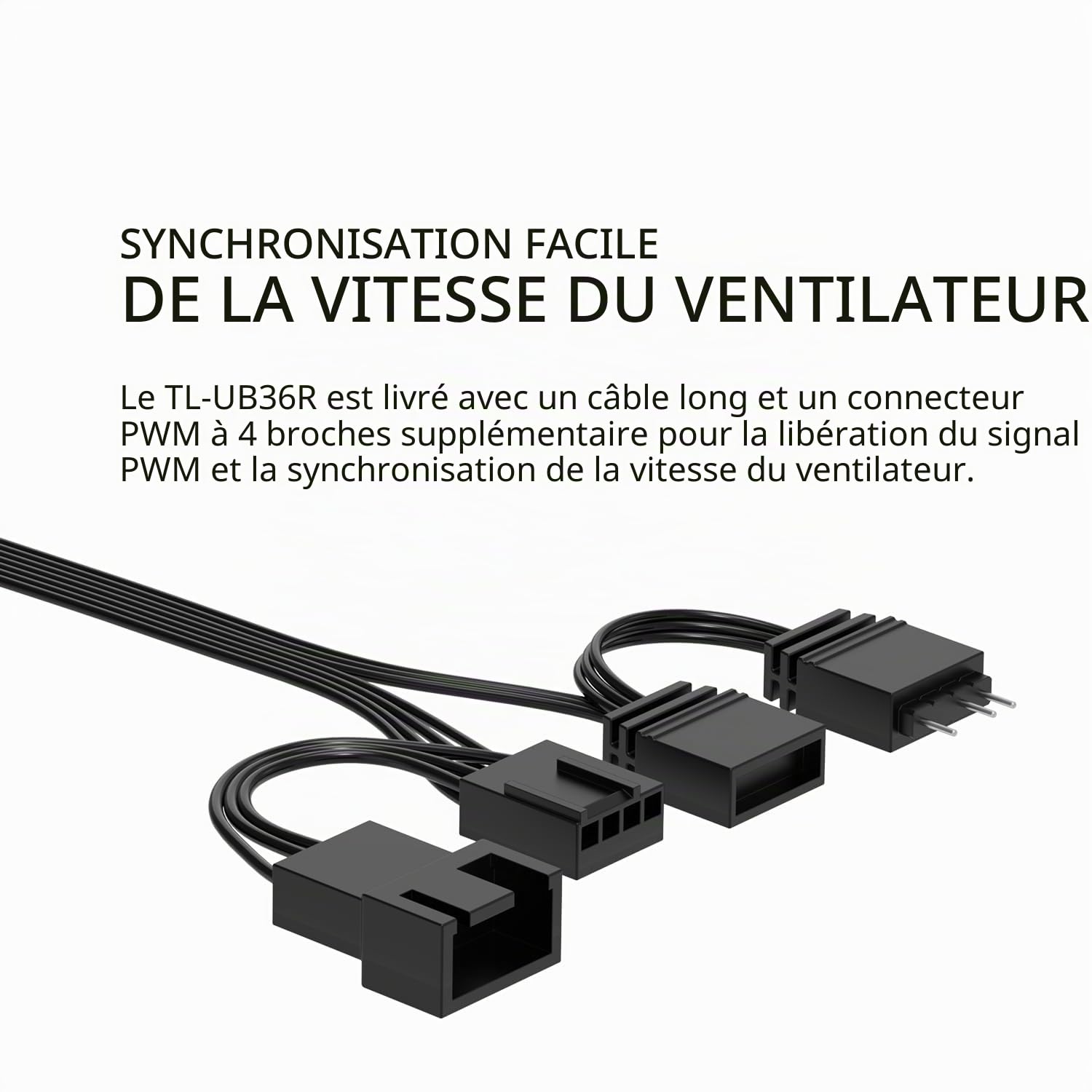 Thermalright TL-UB36R Lot de 3 ventilateurs de boîtier 120 mm PWM silencieux (≤ 27 dBA) avec pelle inversée, éclairage ARGB 5 V, refroidissement à eau, boîtier noir