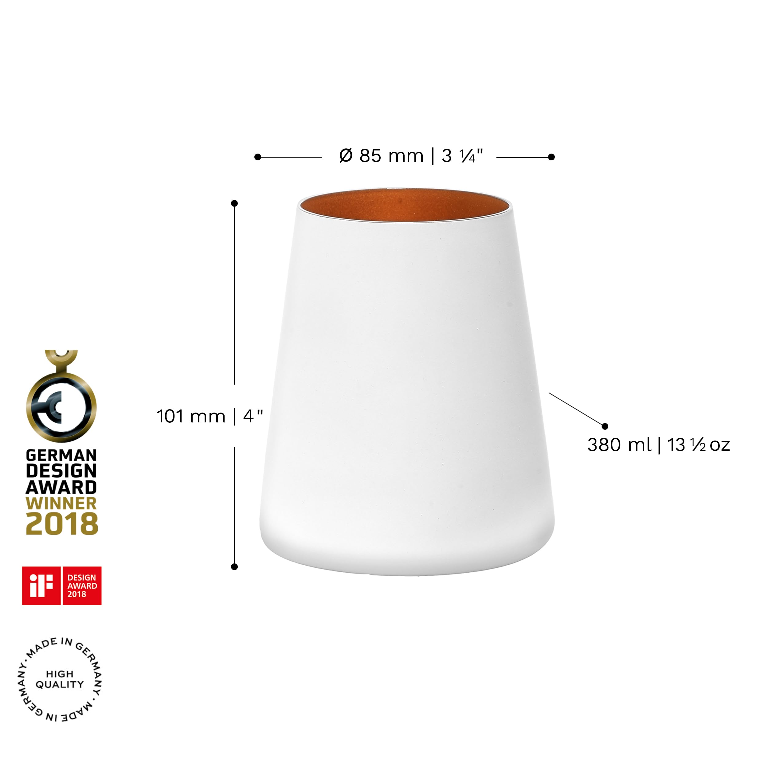 Stölzle Lausitz Szklanki Białe/Bronzowe Power Zestaw 6 sztuk, 380 ml – Nowoczesne Szklanki na Wodę, Wino, Drinki i Sok – Szklanki z Kryształu – Zmywarkoodporne i Wytrzymałe