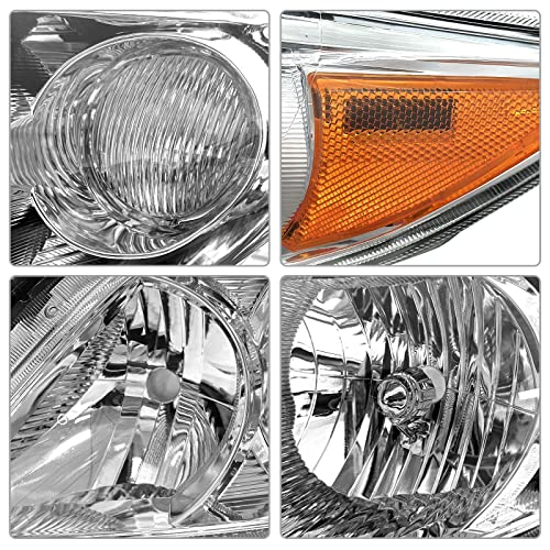 ADCARLIGHTS Headlight Assembly Pair for 2009-2010 Toyota Corolla (Base/CE/LE/XLE, North America Built) Clear Lens Chrome Housing Amber Reflector Left Right W/O Bulbs by ADCARLIGHTS - Image 3